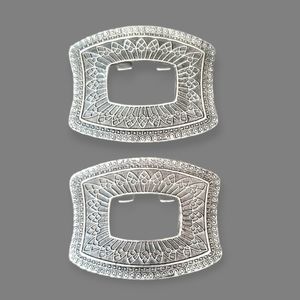 Vintage 1920s Art Deco Silvertone Metal Shoe Clip Duo